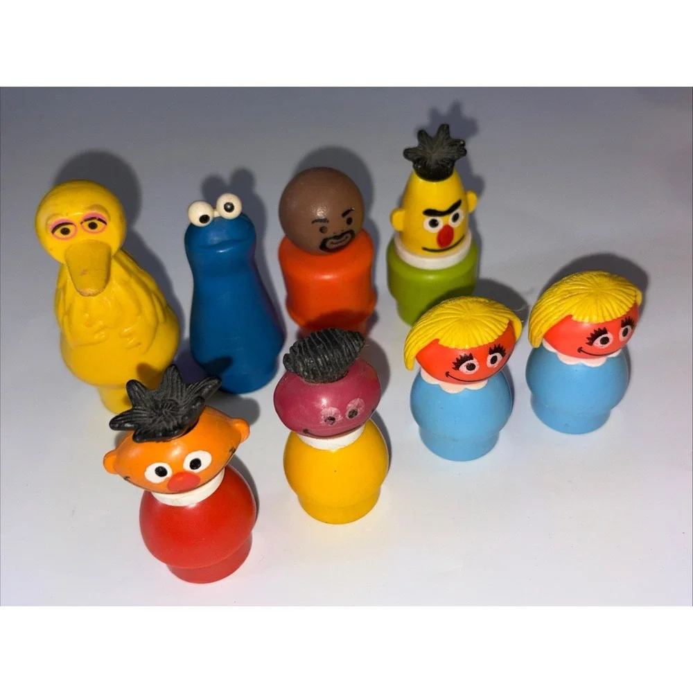 Vtg Fisher Price 8-Little People Sesame Street Ernie Big Bird Bert Gordon Cookie
